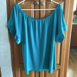 Express Short Sleeve Teal Scoop Neck Top